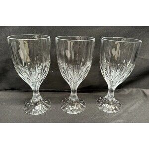Set of 3 MIKASA park lane crystal clear glass water iced tea wine goblets 7.25”